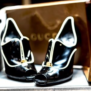 Gucci Sand Pelle S Cuoio Vit. Vernice Soft/ Vit Vernice Nero/Off White size 6B